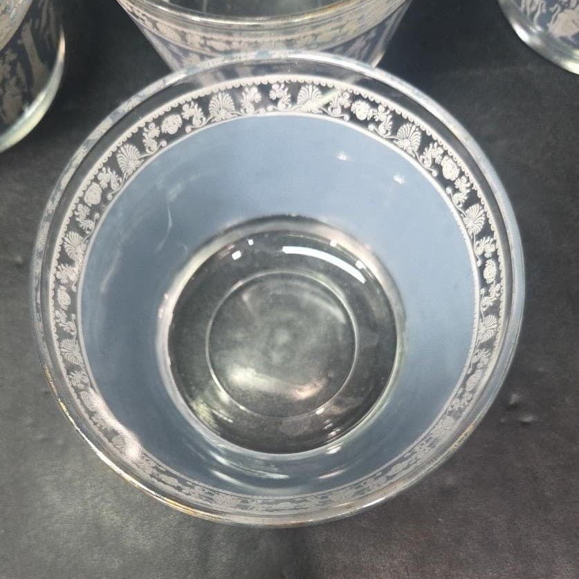 Jeanette Glass Corinthian Blue Dessert Bowls, Set of 4 Vintage Grecian Glassware - Thumbnail 7
