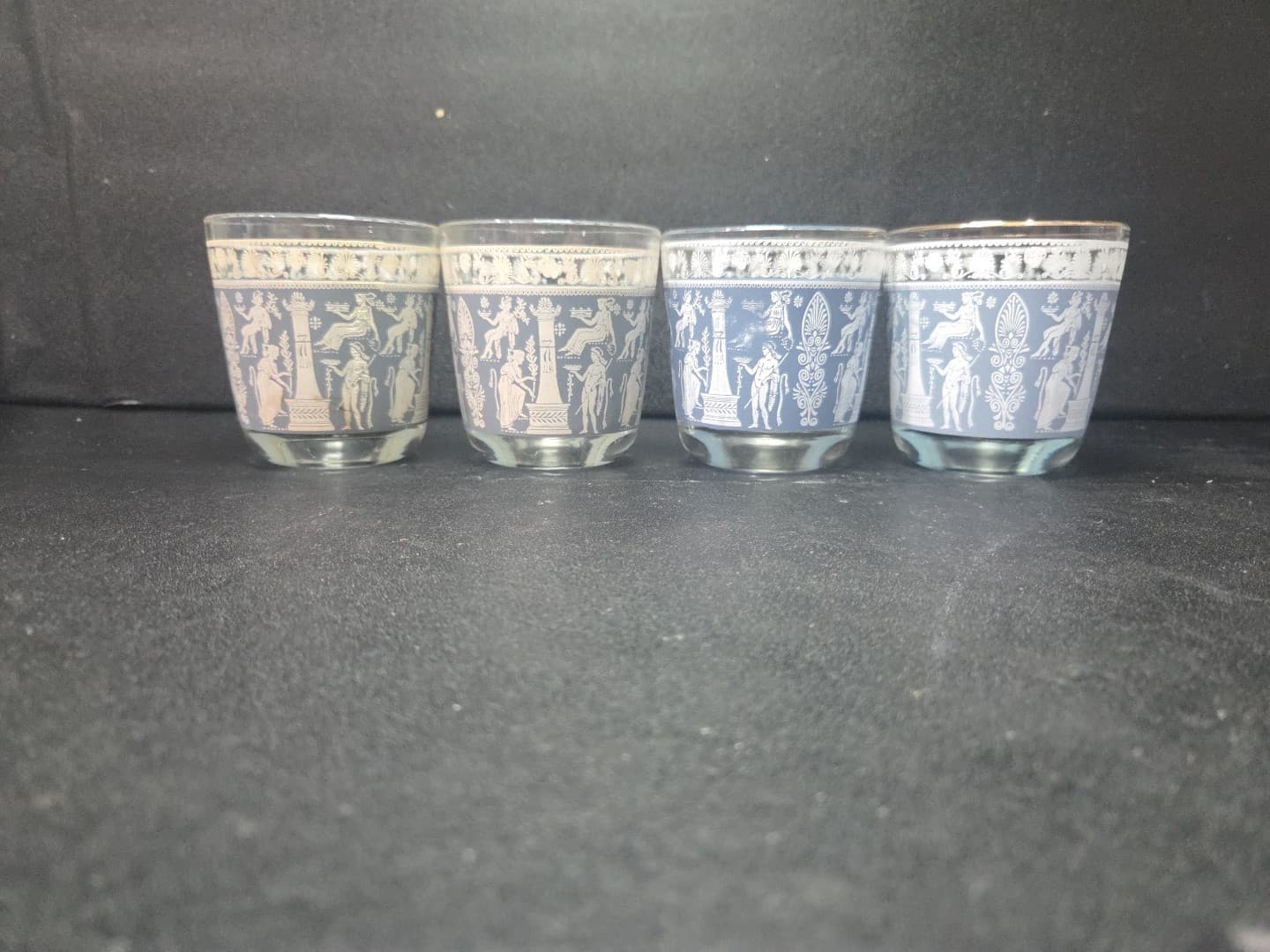 Jeanette Glass Corinthian Tumblers, Vtg Wedgewood Glasses, Set of 4 Flat Glasses - Thumbnail 2