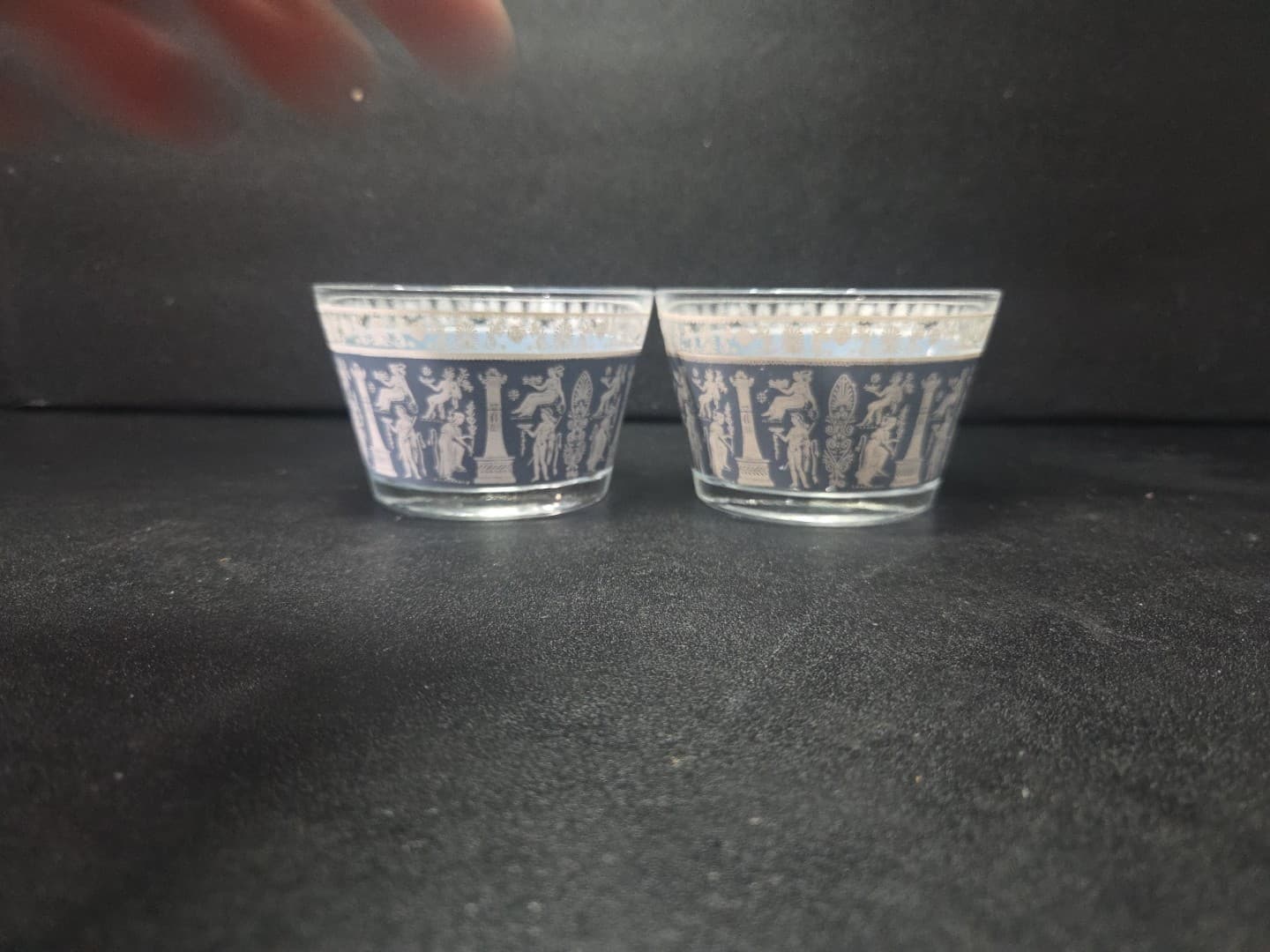 Jeanette Glass Corinthian Blue Tumblers, Set of 2 MCM Drinkware, Vtg Glassware - Thumbnail 2