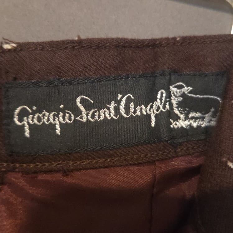 Giorgio Sant' Angelo Brown Pleated Trousers, Vintage High Waist Dress Pants - Thumbnail 5