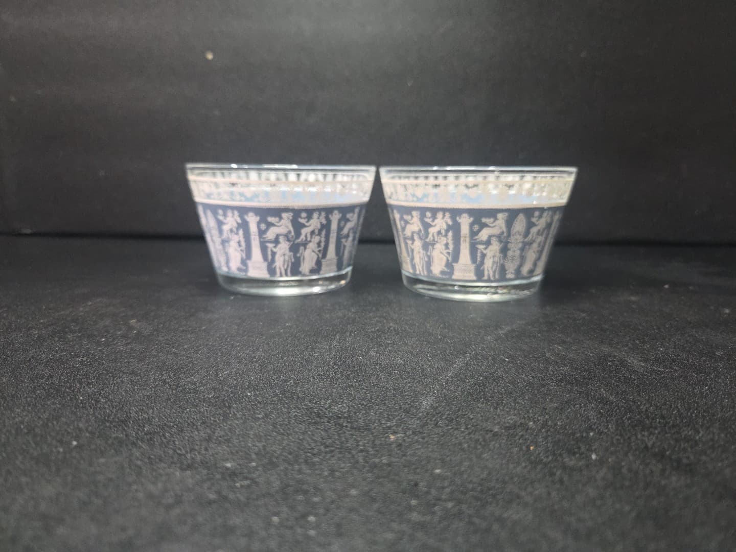 Jeanette Glass Corinthian Blue Tumblers, Set of 2 MCM Drinkware, Vtg Glassware - Thumbnail 3