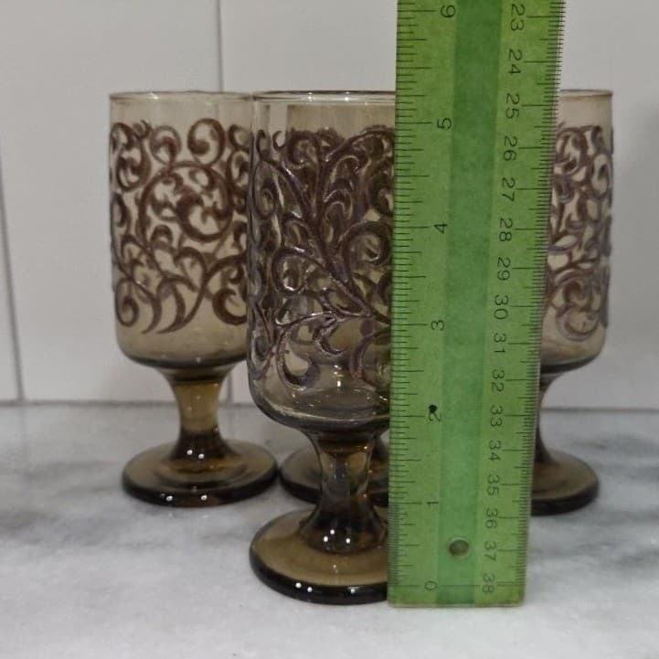 Libbey Prado Tawny Brown Juice Glasses, Set of 4, Vintage Footed Stemware - Thumbnail 9