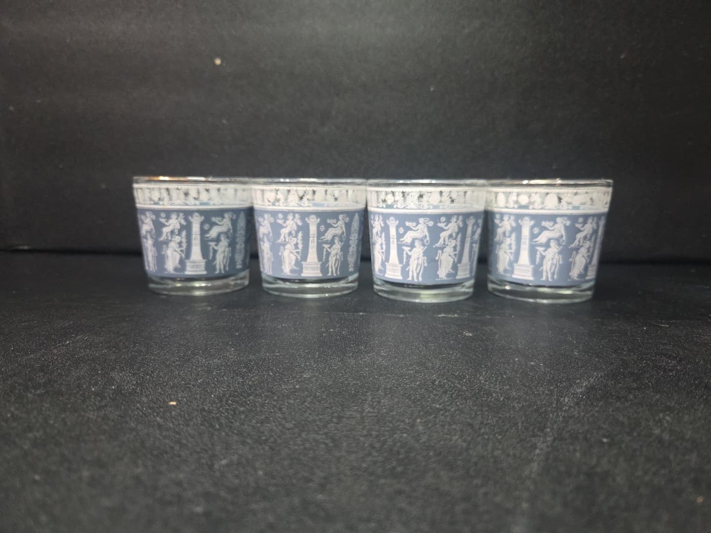 Jeanette Glass Corinthian Blue Tumblers, Vintage 8 oz Whiskey Glasses, Set of 4 - Thumbnail 4