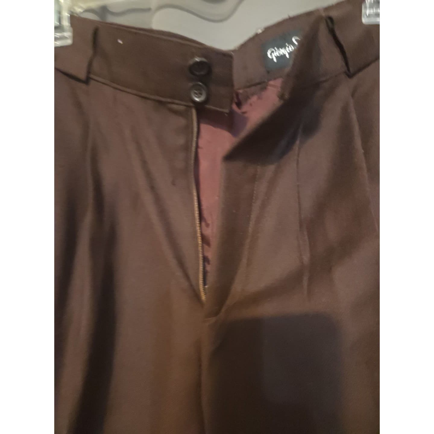 Giorgio Sant' Angelo Brown Pleated Trousers, Vintage High Waist Dress Pants - Thumbnail 7