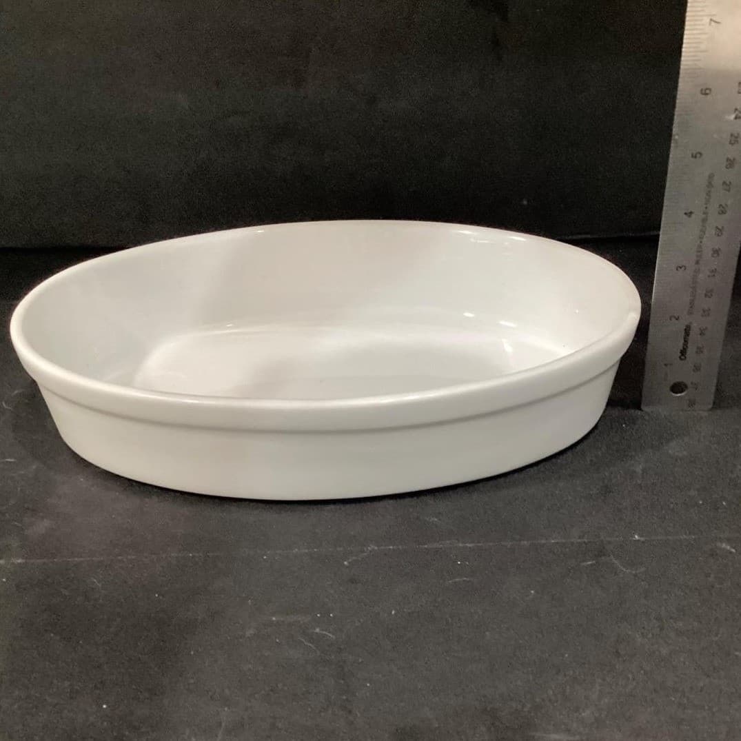 Glossy White Oval Stoneware Baker 13 X 9" Oven Safe Tray Baking Dish - Thumbnail 4