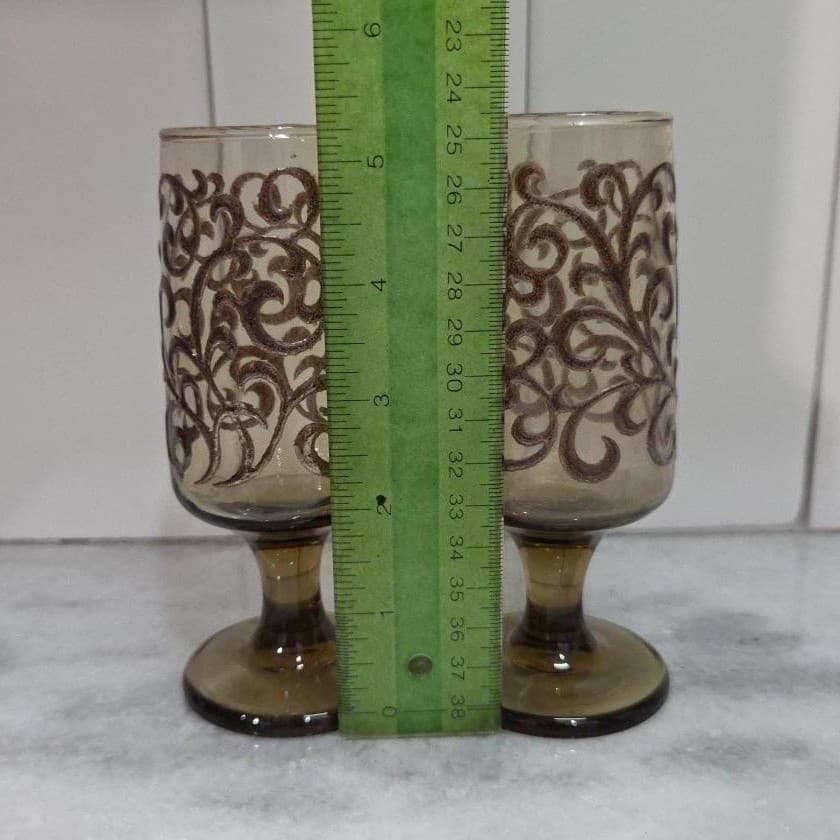 Libbey Prado Tawny Brown Juice Glasses, Set of 2, Vintage Stemware, Drinkware - Thumbnail 9