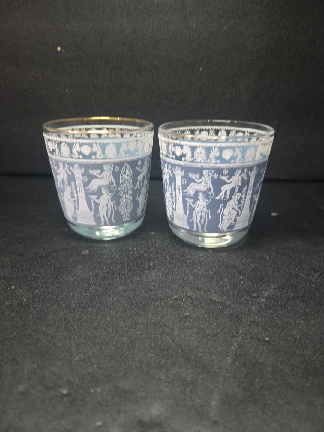 Jeanette Glass Corinthian Tumblers, Set of 2 Wedgewood Glass, 8 oz Flat Glasses