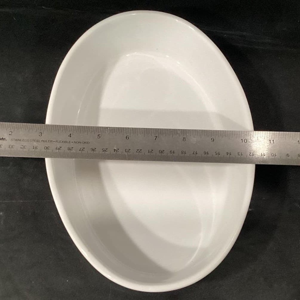 Glossy White Oval Stoneware Baker 13 X 9" Oven Safe Tray Baking Dish - Thumbnail 3
