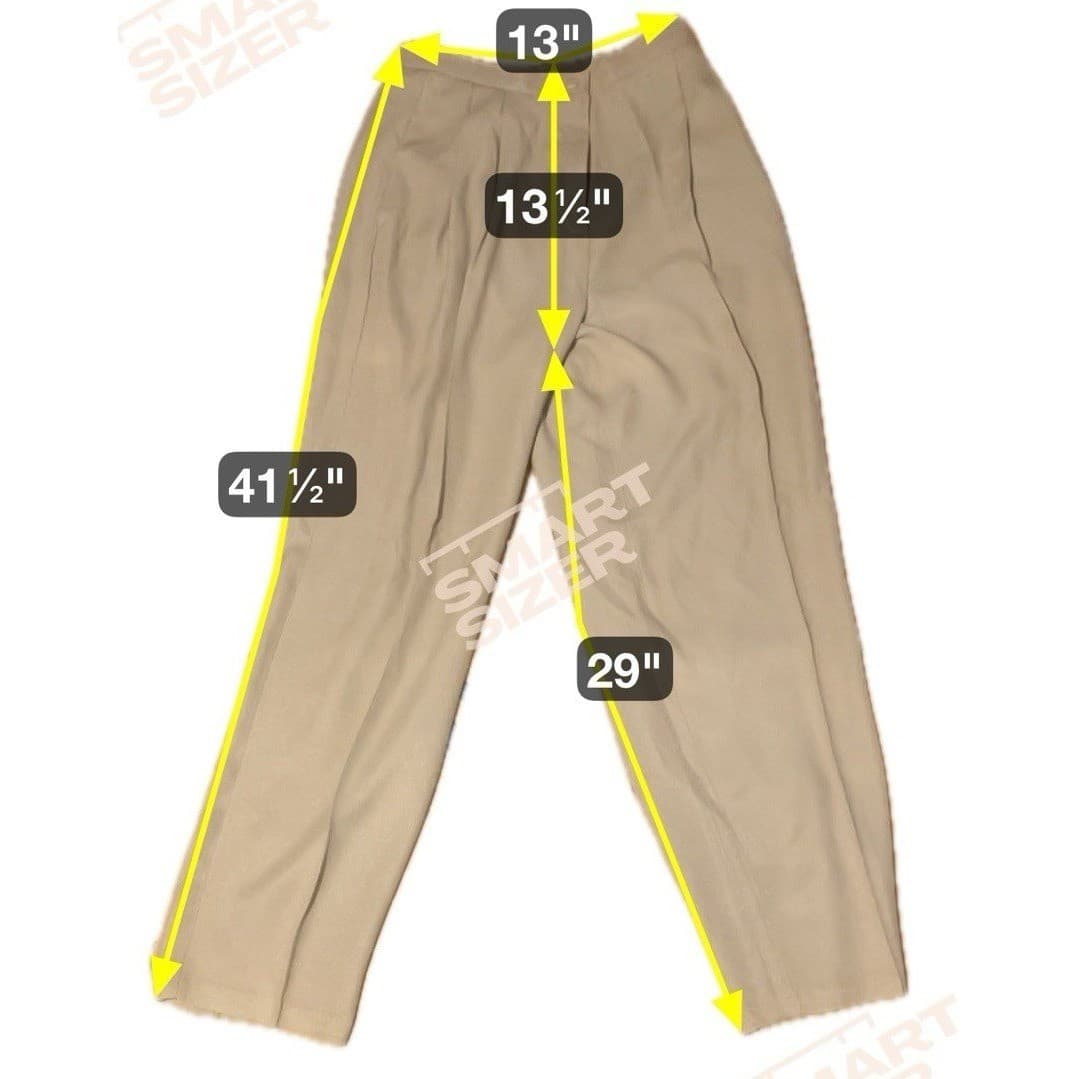 K.B.S. Pleated High Waisted Trousers, Tan Straight Leg Dress Pants, Women's Sz 8 - Thumbnail 2
