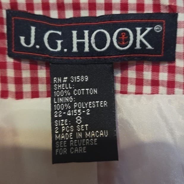 JG Hook Red White Gingham Blazer, Women's Size 8 Jacket, 100% Cotton, 22-4155-2 - Thumbnail 5