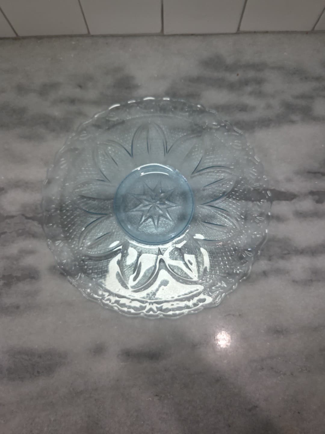 Princess House Heritage Crystal Blue Platter, 10" Platter, Vintage Home Decor - Thumbnail 2