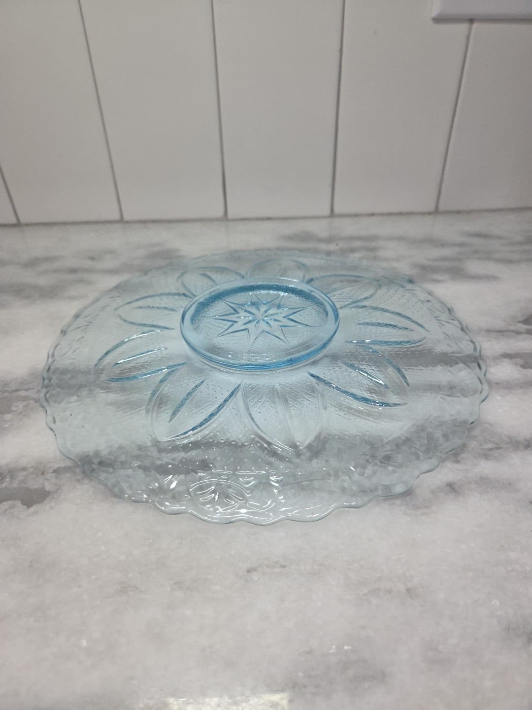 Princess House Heritage Crystal Blue Platter, 10" Platter, Vintage Home Decor - Thumbnail 8