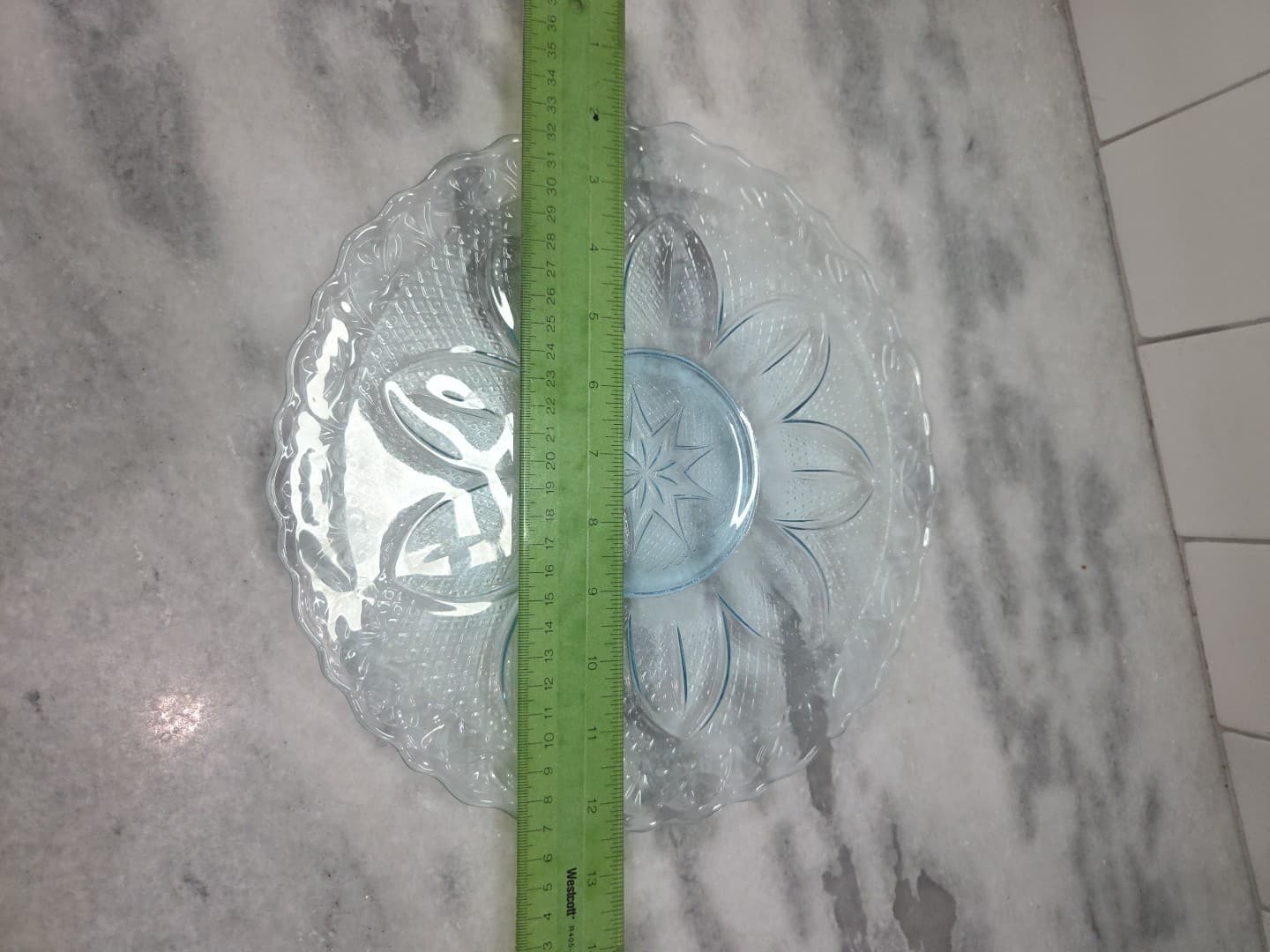 Princess House Heritage Crystal Blue Platter, 10" Platter, Vintage Home Decor - Thumbnail 4