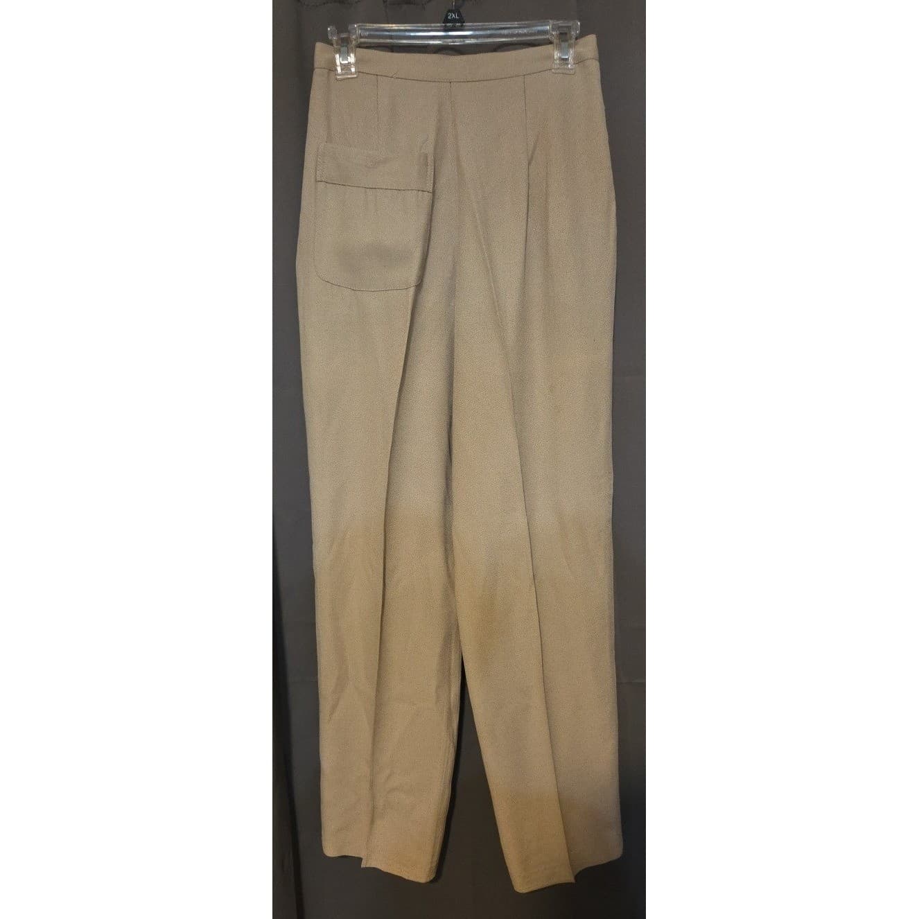 K.B.S. Pleated High Waisted Trousers, Tan Straight Leg Dress Pants, Women's Sz 8 - Thumbnail 4
