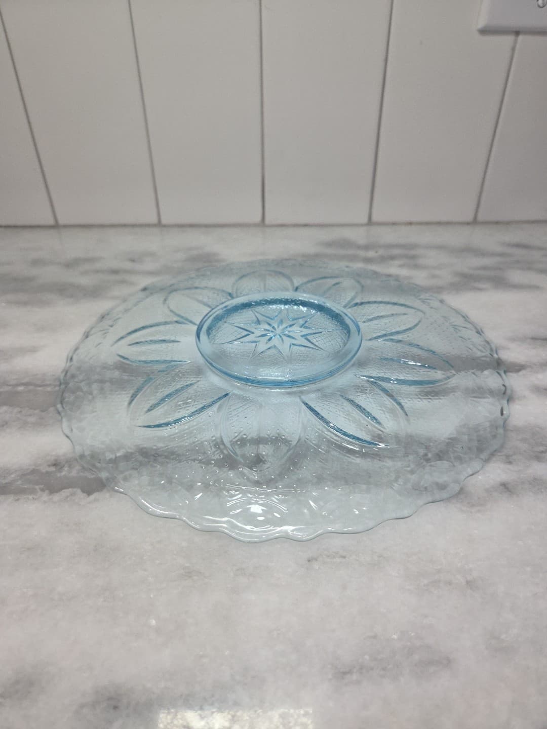 Princess House Heritage Crystal Blue Platter, 10" Platter, Vintage Home Decor - Thumbnail 7
