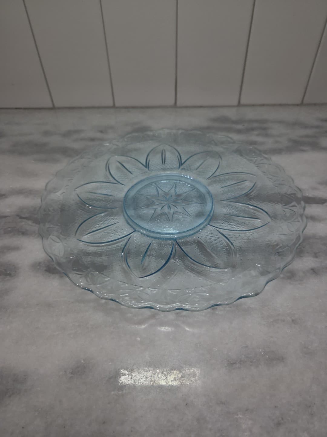 Princess House Heritage Crystal Blue Platter, 10" Platter, Vintage Home Decor