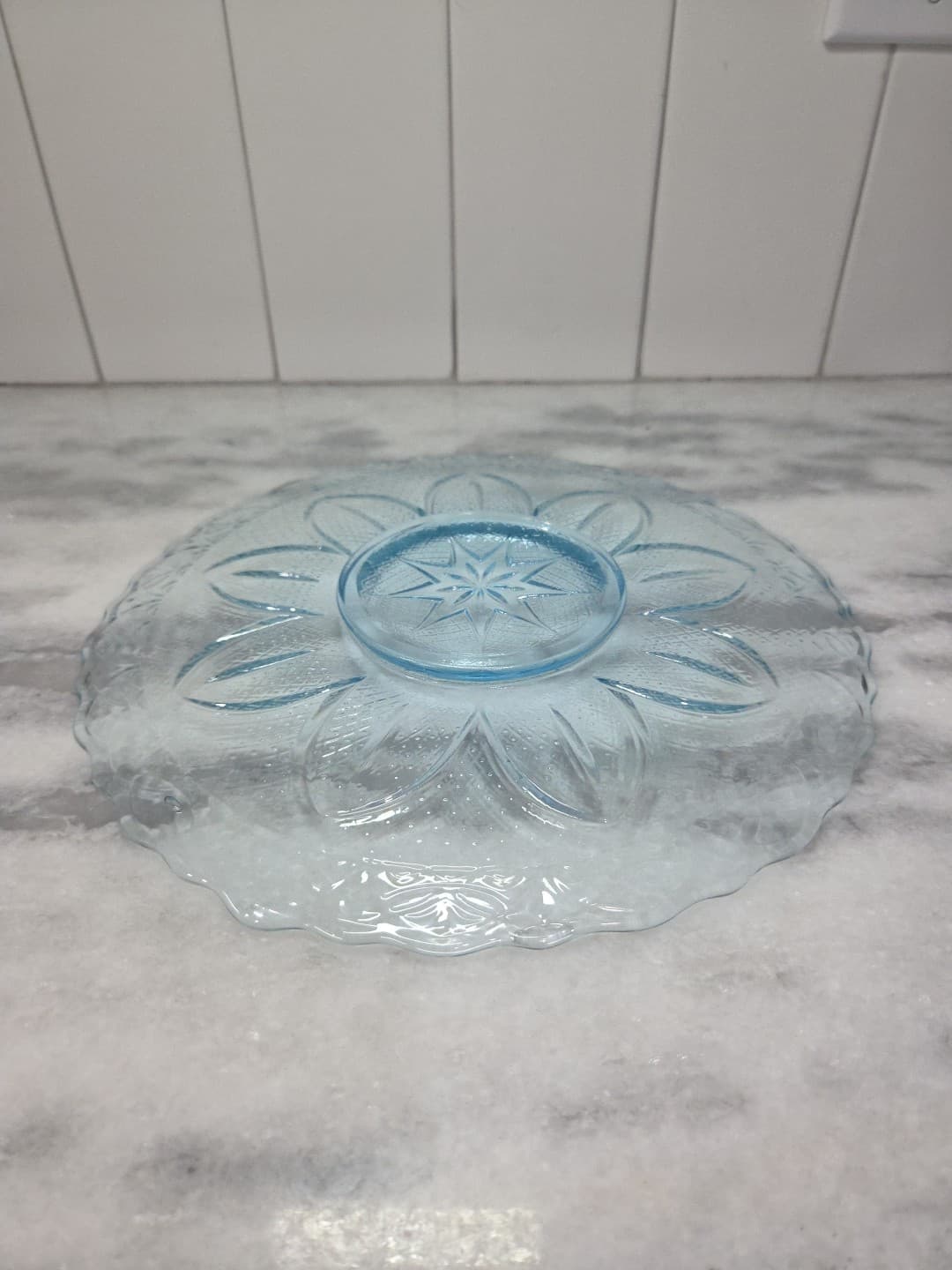 Princess House Heritage Crystal Blue Platter, 10" Platter, Vintage Home Decor - Thumbnail 6