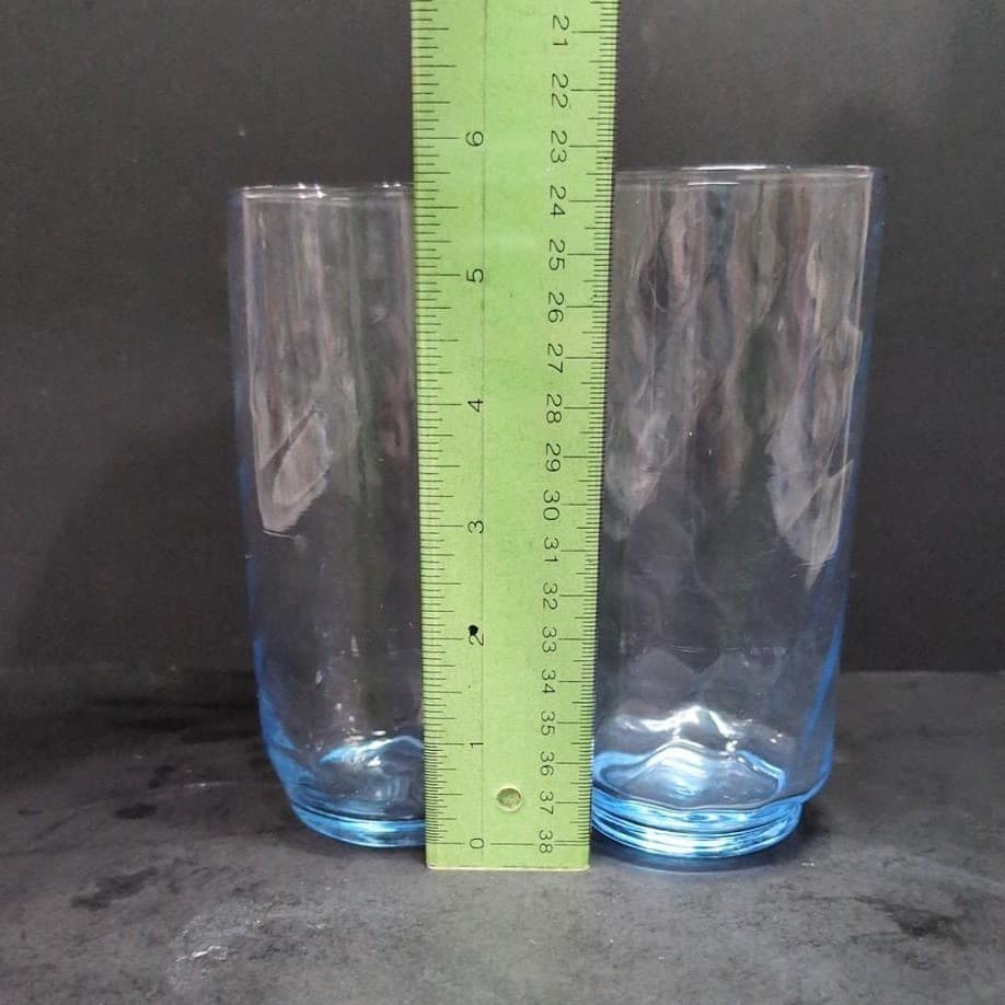 Libbey Optic Swirl Blue Coolers, Set of 2, Vintage 16oz Tumblers, Drinkware - Thumbnail 9
