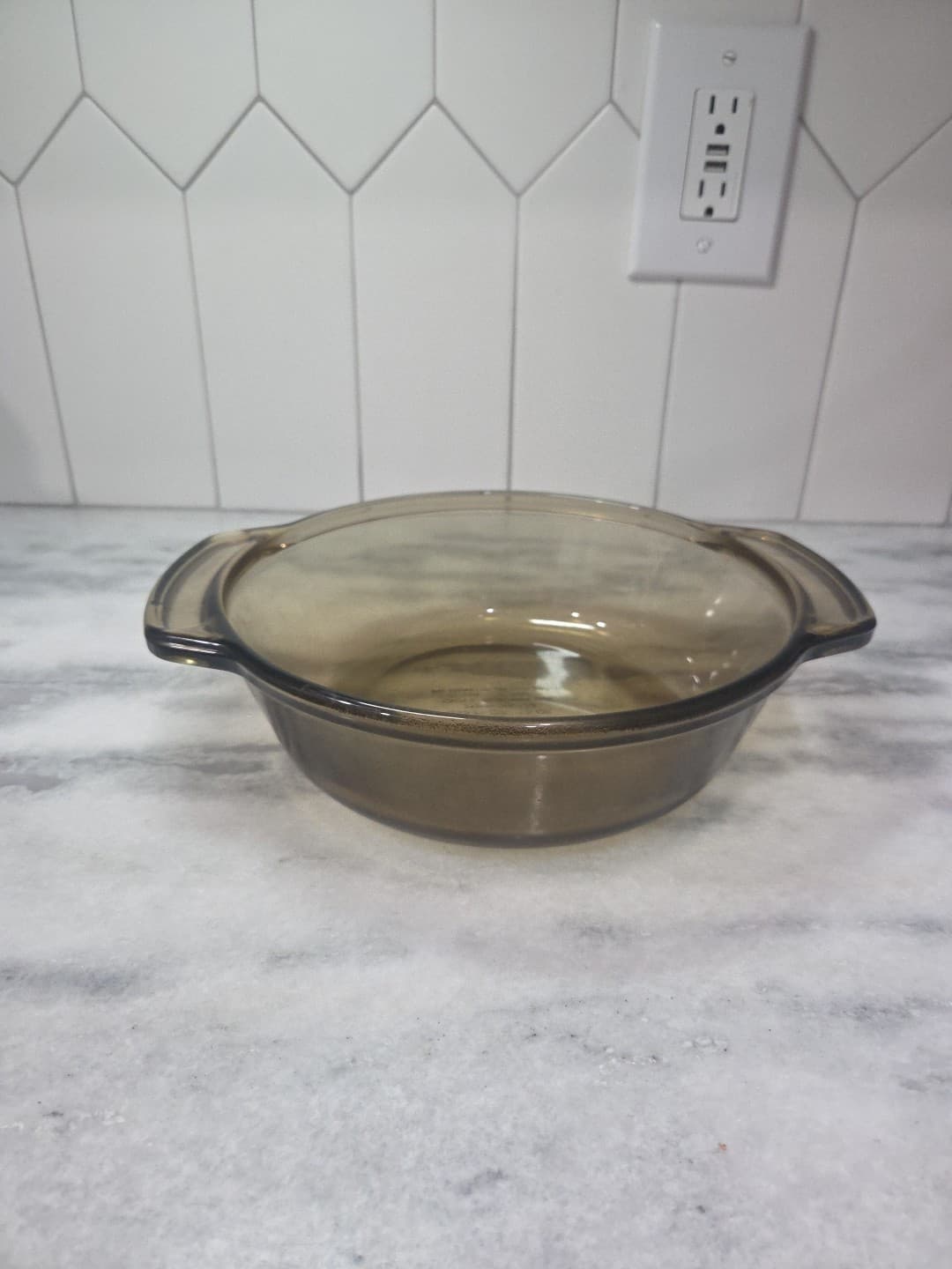 Lovenware Round Casserole Dish, 12 oz Vtg Smokey Glass Dish, 1.5 Qt with Lid - Thumbnail 5