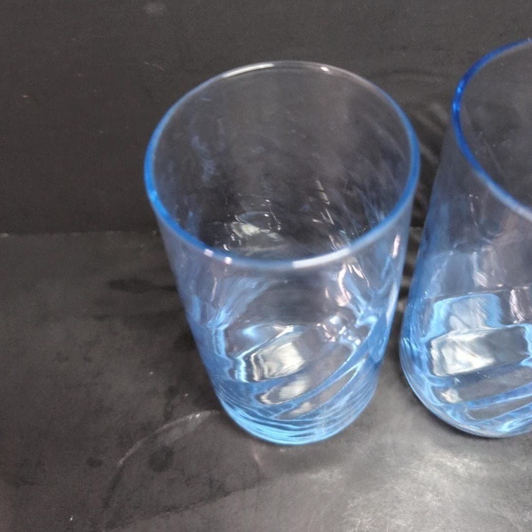 Libbey Optic Swirl Blue Coolers, Set of 2, Vintage 16oz Tumblers, Drinkware - Thumbnail 6