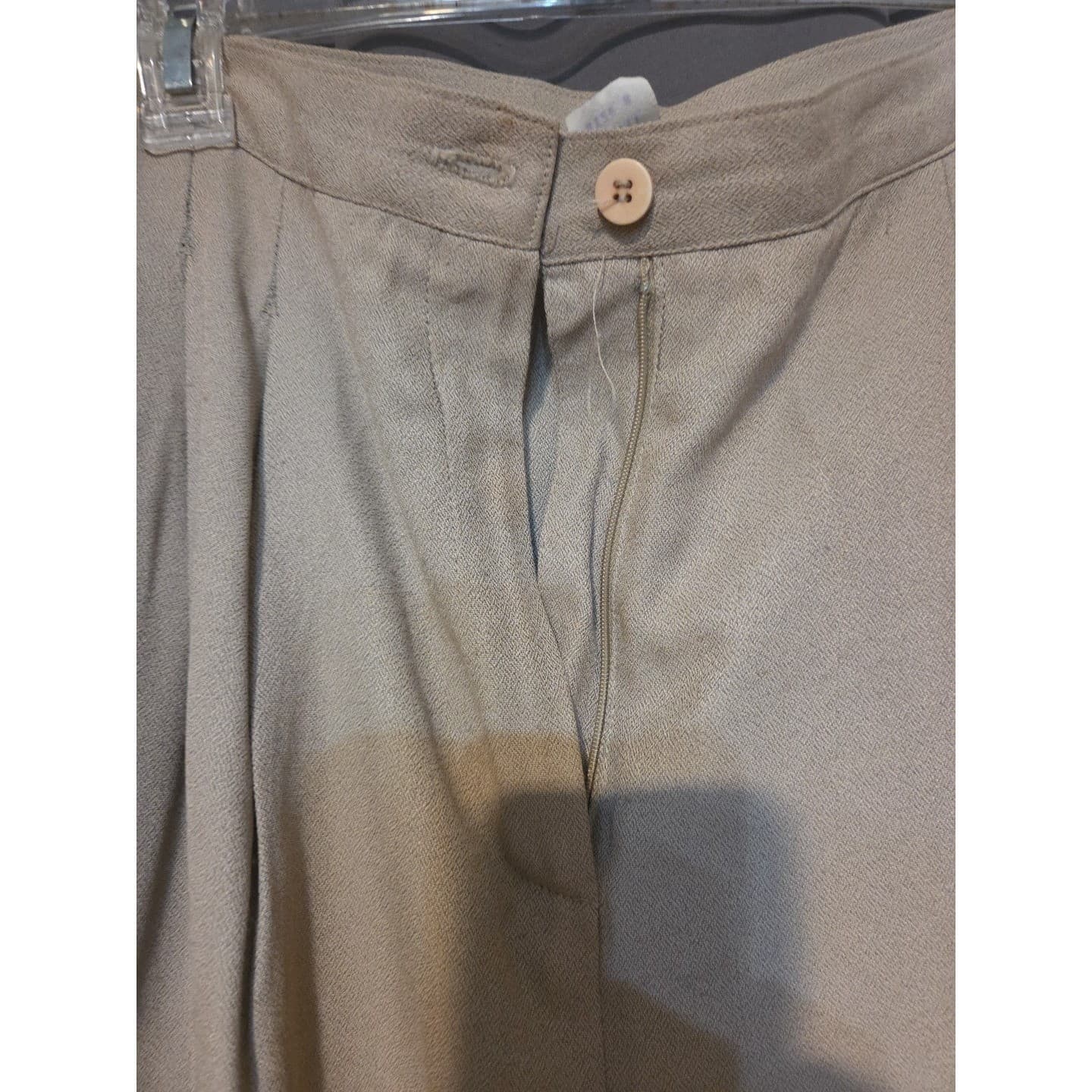 K.B.S. Pleated High Waisted Trousers, Tan Straight Leg Dress Pants, Women's Sz 8 - Thumbnail 7