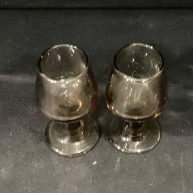 Libbey 1970s Drinking Glasses Smokey Tawny Brown Glass Cordial Liqueur Set Of 2 - Thumbnail 3