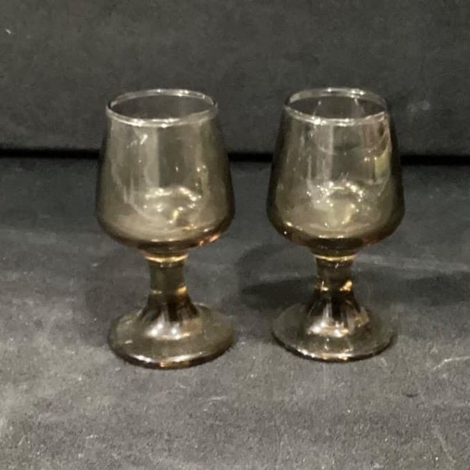 Libbey 1970s Drinking Glasses Smokey Tawny Brown Glass Cordial Liqueur Set Of 2 - Thumbnail 10