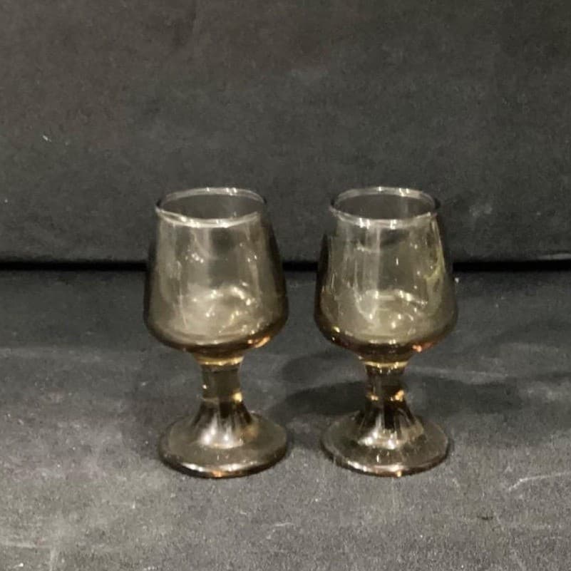 Libbey 1970s Drinking Glasses Smokey Tawny Brown Glass Cordial Liqueur Set Of 2 - Thumbnail 9