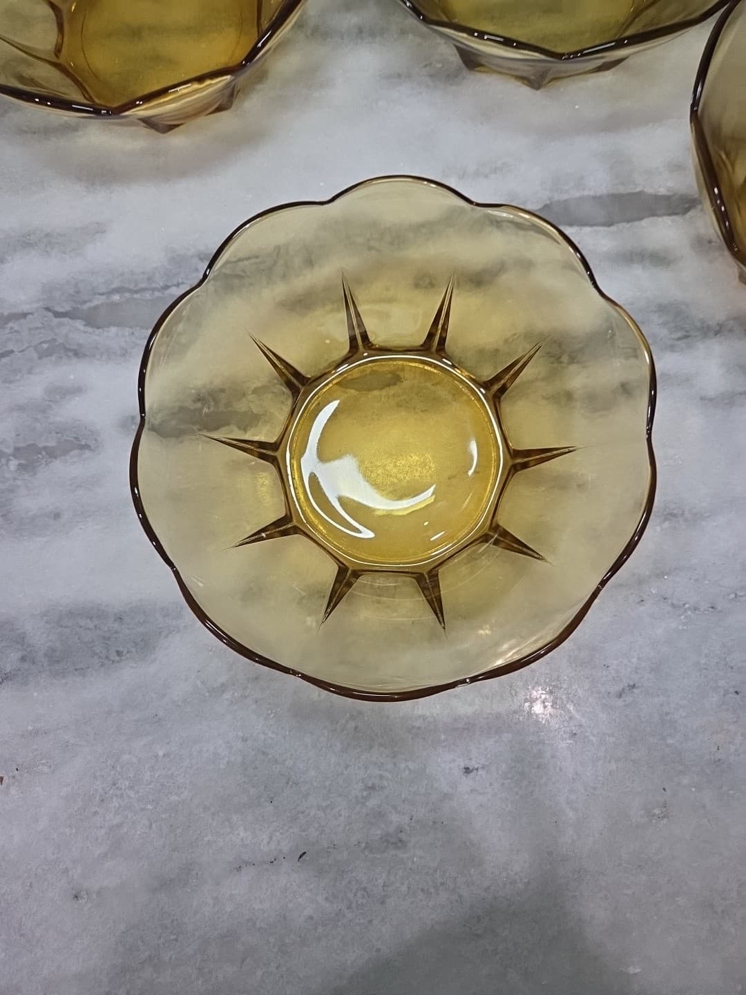 Anchor Hocking Vintage 8" Amber Bowls, Swedish Modern Serving Bowls, Set of 4 - Thumbnail 3