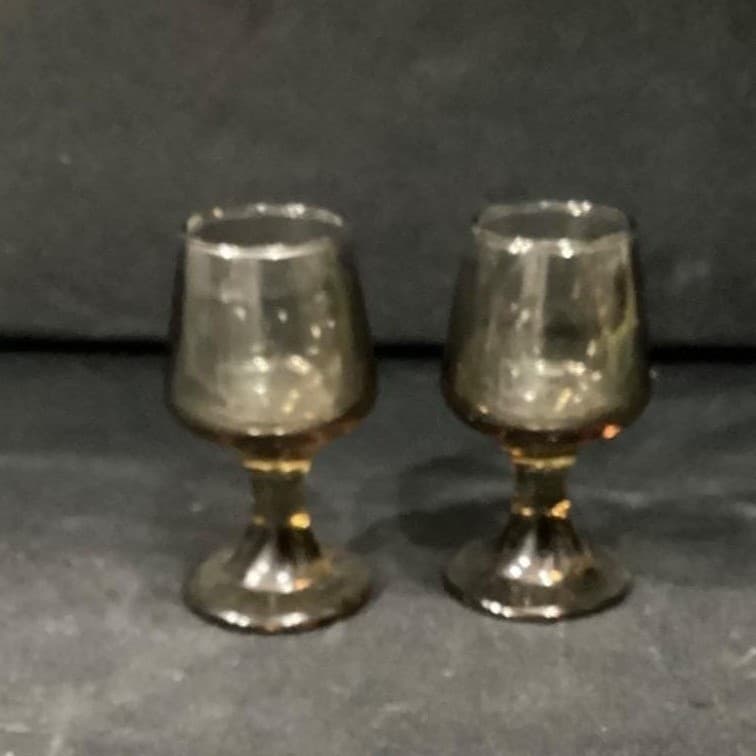Libbey 1970s Drinking Glasses Smokey Tawny Brown Glass Cordial Liqueur Set Of 2 - Thumbnail 8