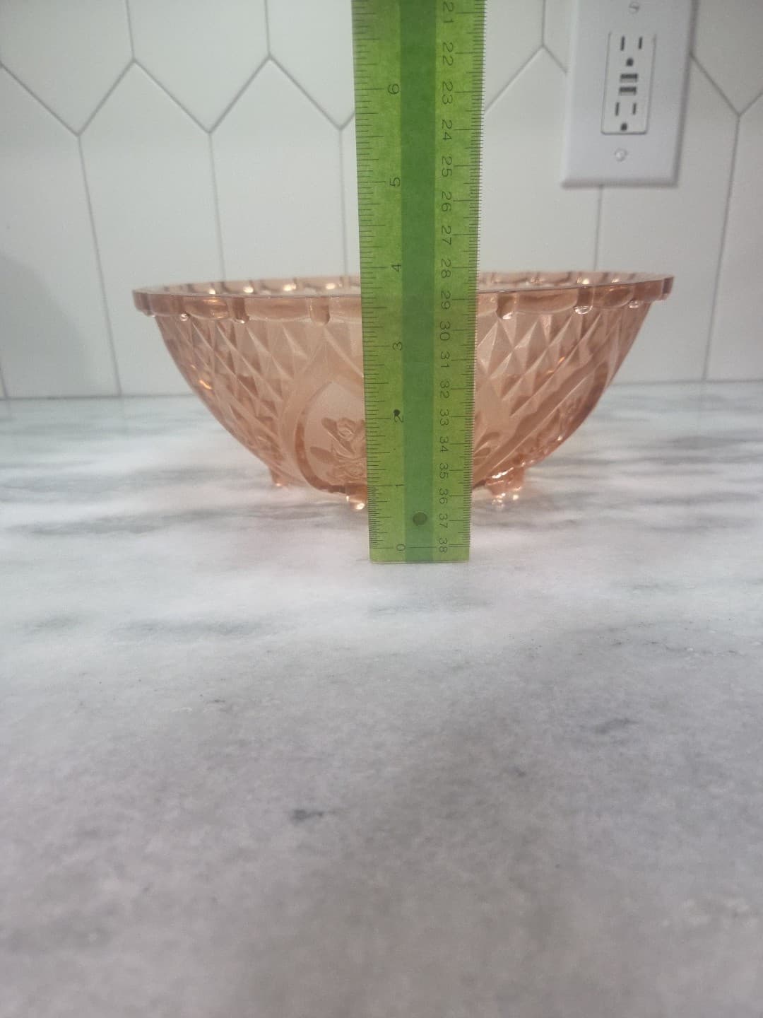 Rose Pink Depression Glass Salad Bowl, Kig Indonesia Bowl, Vtg 10" D Fruit Bowl - Thumbnail 9