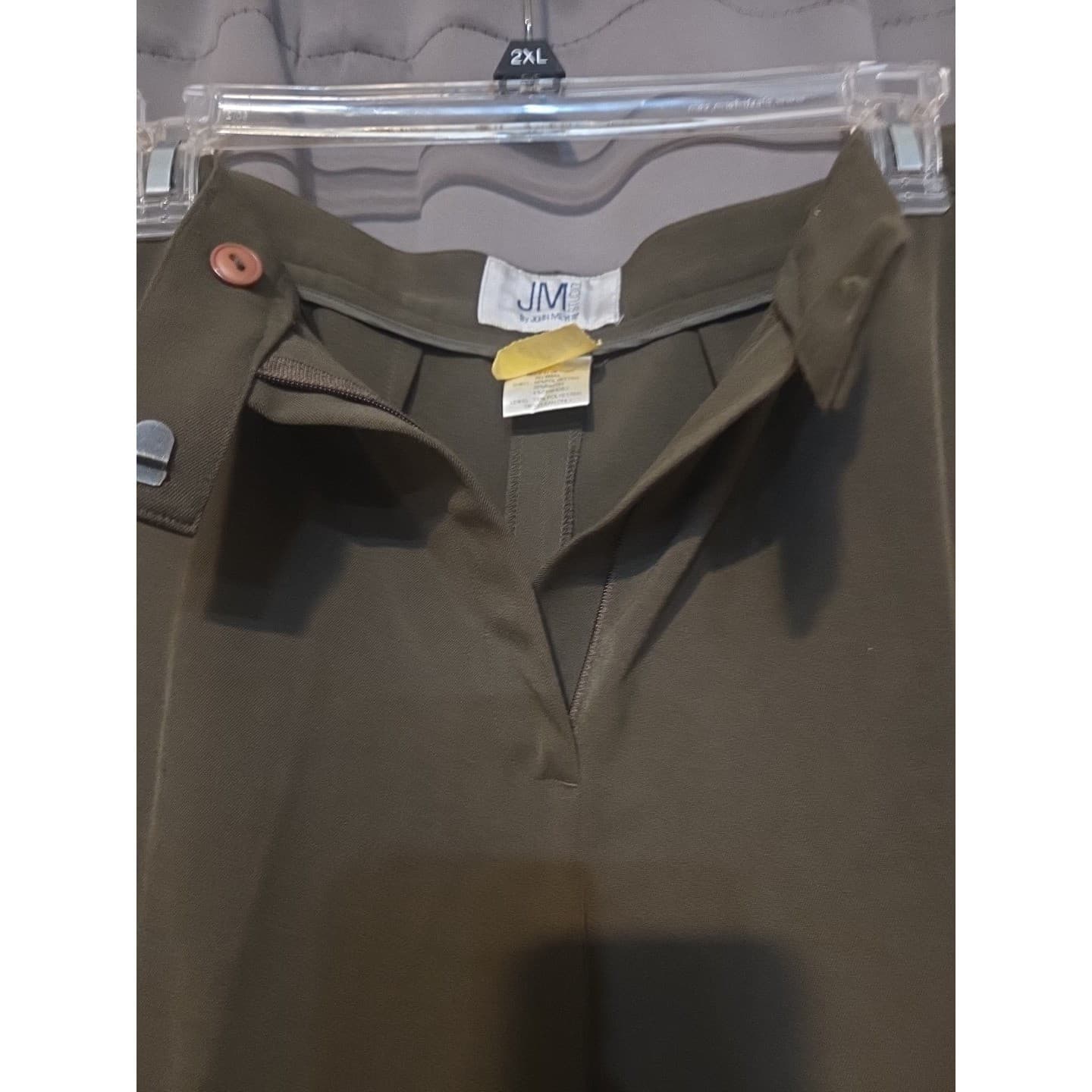 JM Studio John Meyer Olive Green Straight Leg Dress Pants, Women's 2XL Trousers - Thumbnail 7