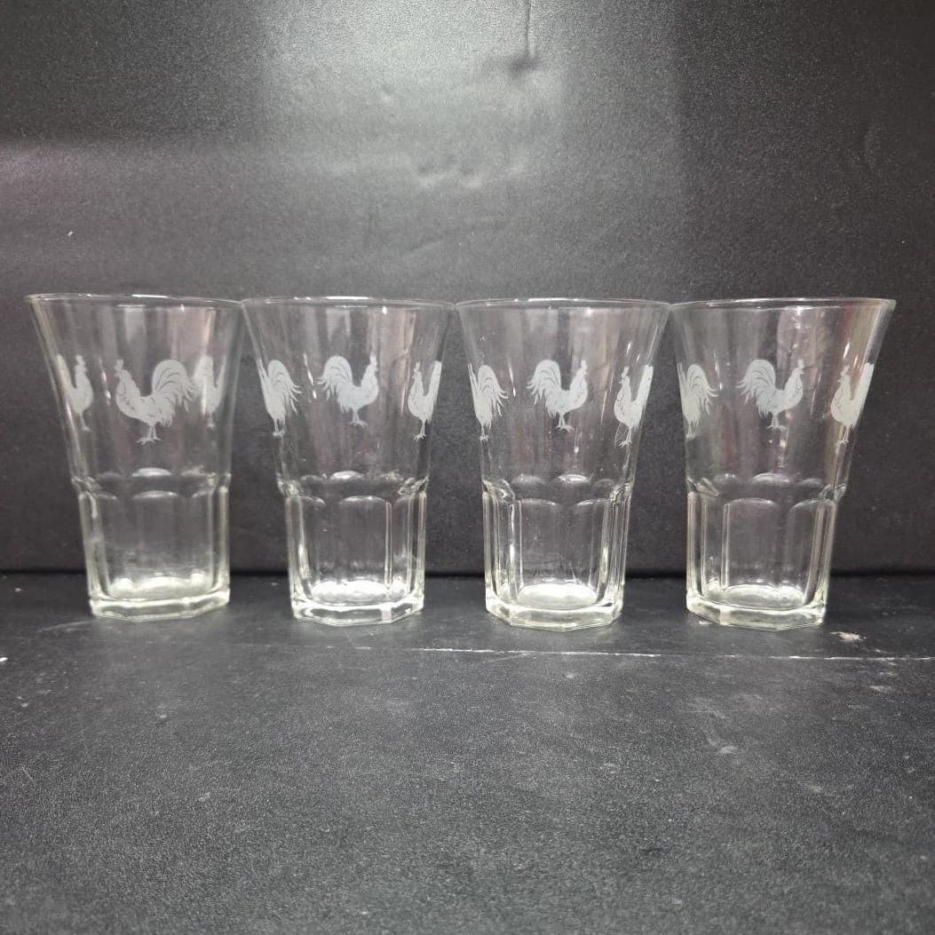 Pfaltzgraff Daybreak Frosted Roosters Tumblers, Set of 4 Libbey Duratuff Glasses - Thumbnail 4