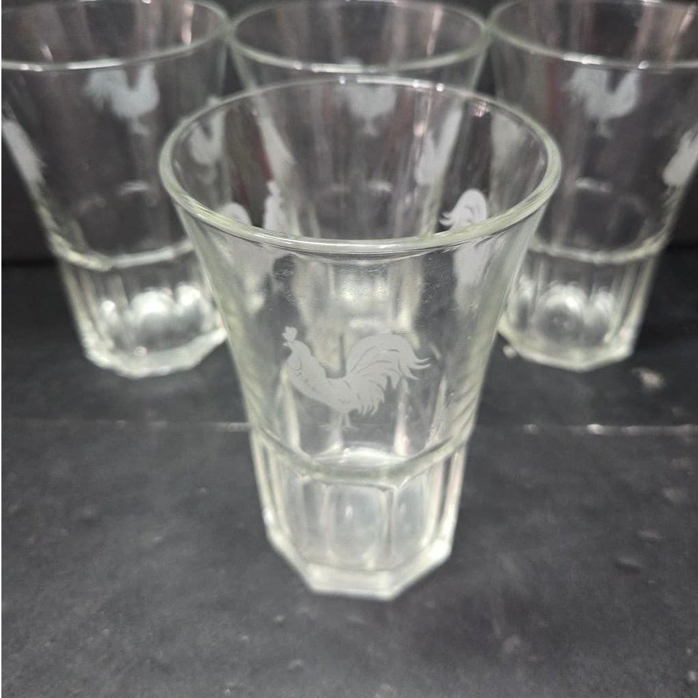 Pfaltzgraff Daybreak Frosted Roosters Tumblers, Set of 4 Libbey Duratuff Glasses - Thumbnail 6