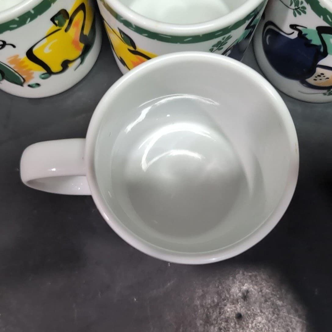 Tom Prager Vegetable Coffee Cups, Set of 4, Eggplant Tomato Pea, Vintage Mugs - Thumbnail 7