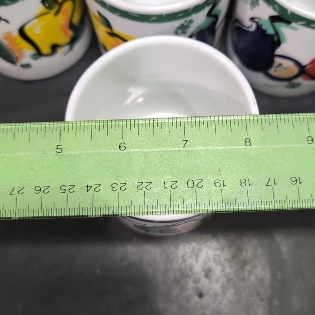 Tom Prager Vegetable Coffee Cups, Set of 4, Eggplant Tomato Pea, Vintage Mugs - Thumbnail 10