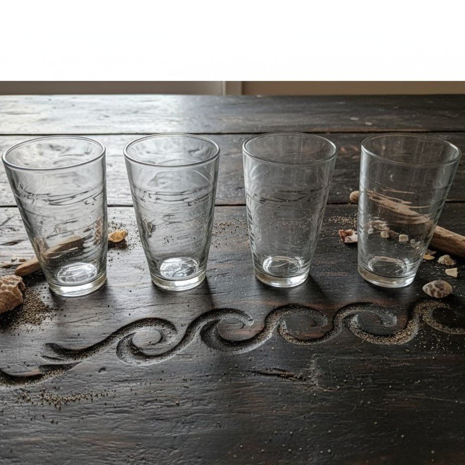 Libbey Orbita Wave Drinking Glasses, Set of 4,. Vintage Textured Tumblers