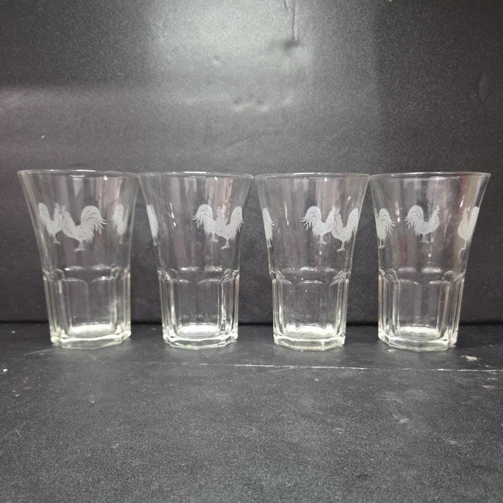 Pfaltzgraff Daybreak Frosted Roosters Tumblers, Set of 4 Libbey Duratuff Glasses - Thumbnail 3