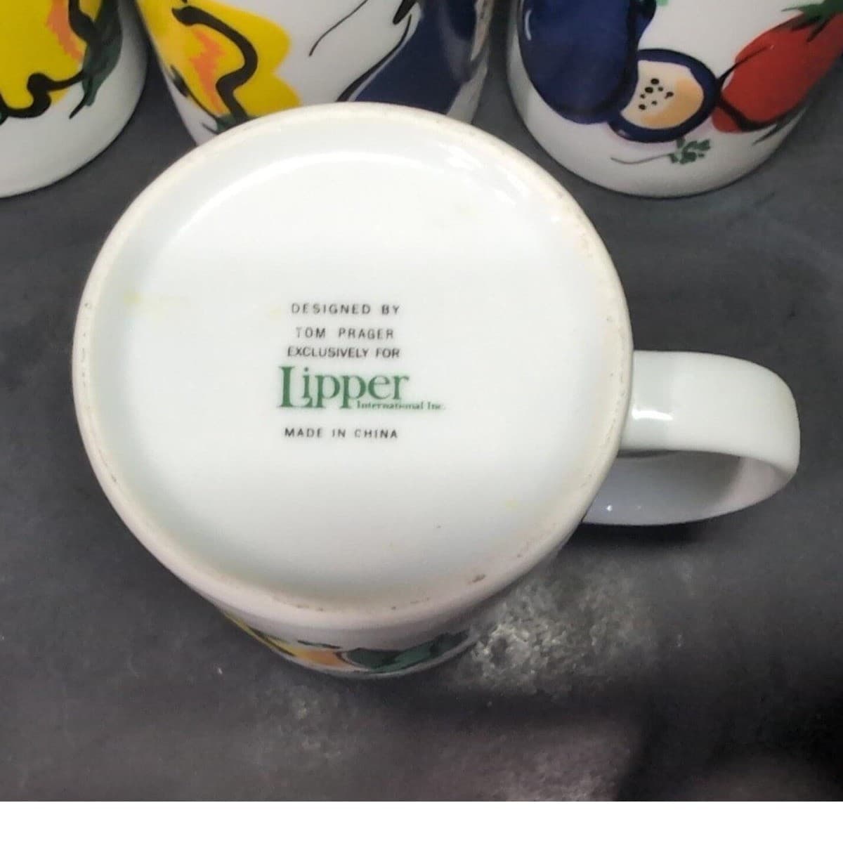 Tom Prager Vegetable Coffee Cups, Set of 4, Eggplant Tomato Pea, Vintage Mugs - Thumbnail 8