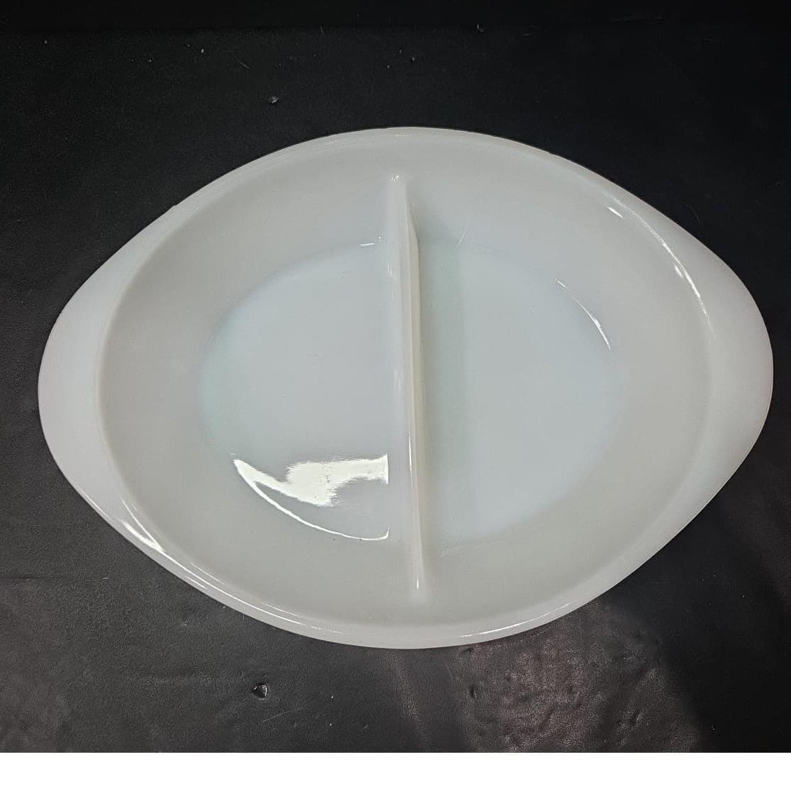 Glasbake Milk Glass Divided Casserole Baking Dish J2352, Vintage Replacement - Thumbnail 6
