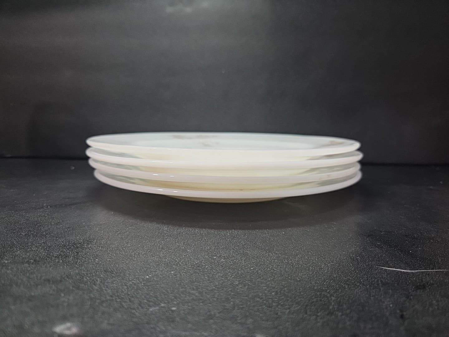 Federal Glass Golden Glory Dinner Plates, Vtg Milk Glass, Leaf Design, Set of 4 - Thumbnail 7