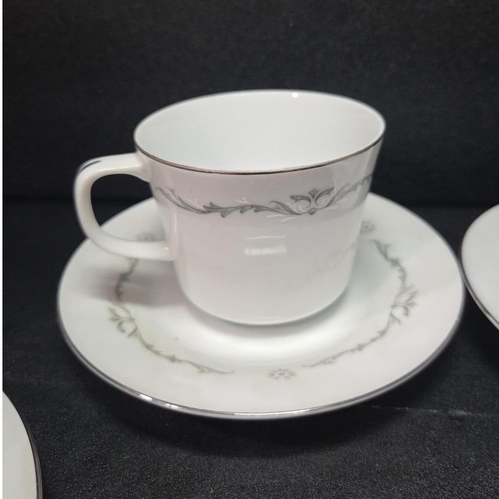 Signature Collection Petite Bouquet Cup & Saucers #114, Set of 4, Vtg Fine China - Thumbnail 6