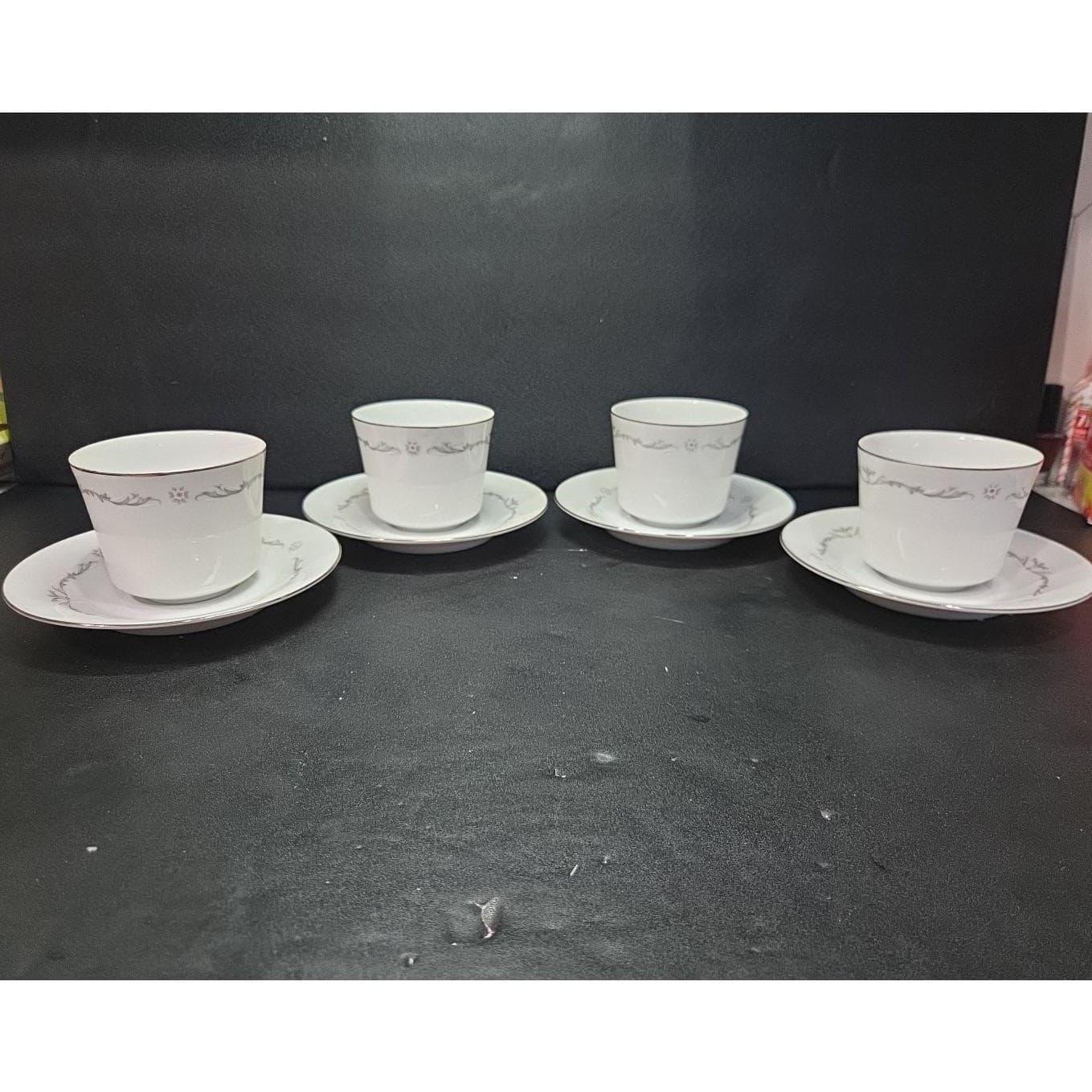 Signature Collection Petite Bouquet Cup & Saucers #114, Set of 4, Vtg Fine China - Thumbnail 3