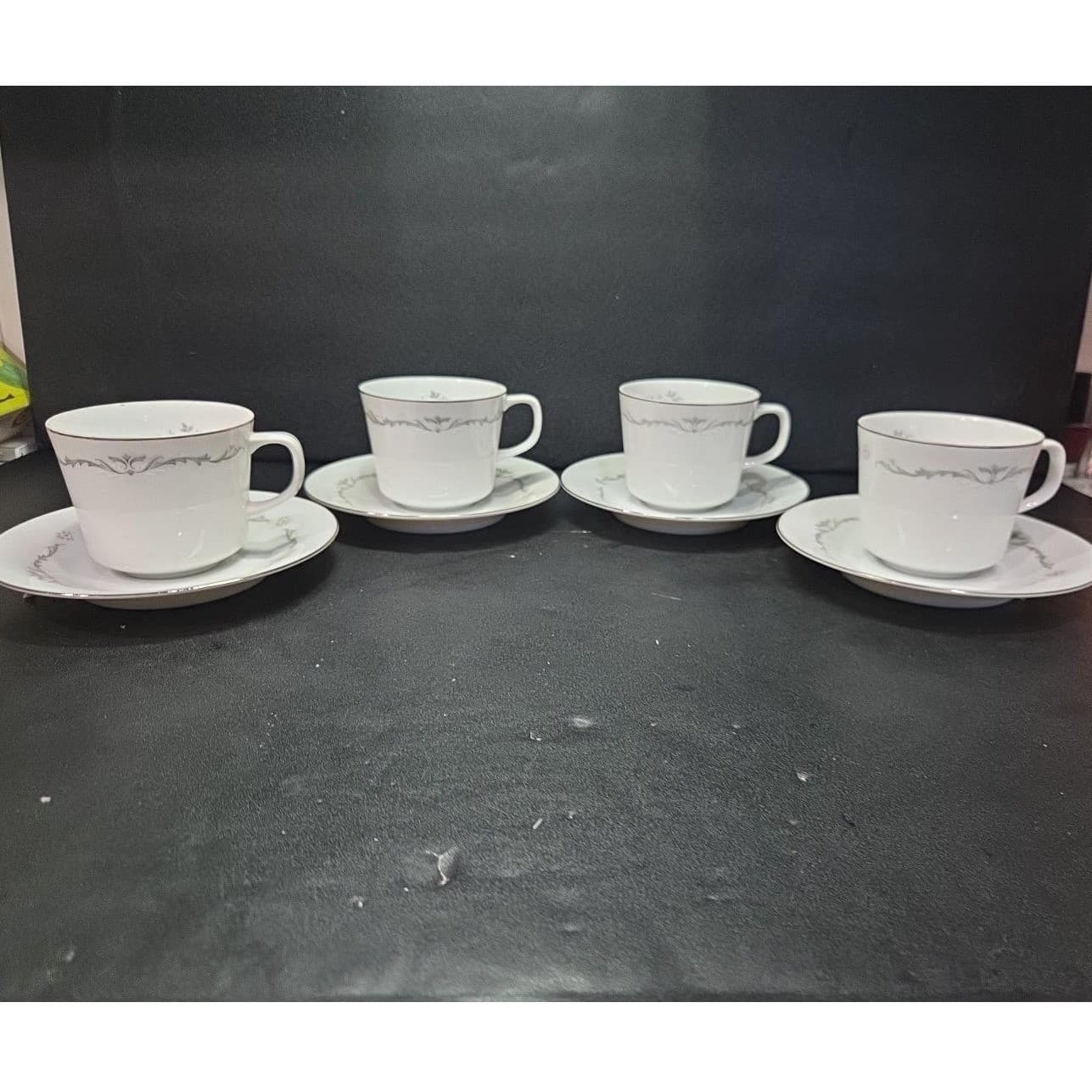 Signature Collection Petite Bouquet Cup & Saucers #114, Set of 4, Vtg Fine China - Thumbnail 4