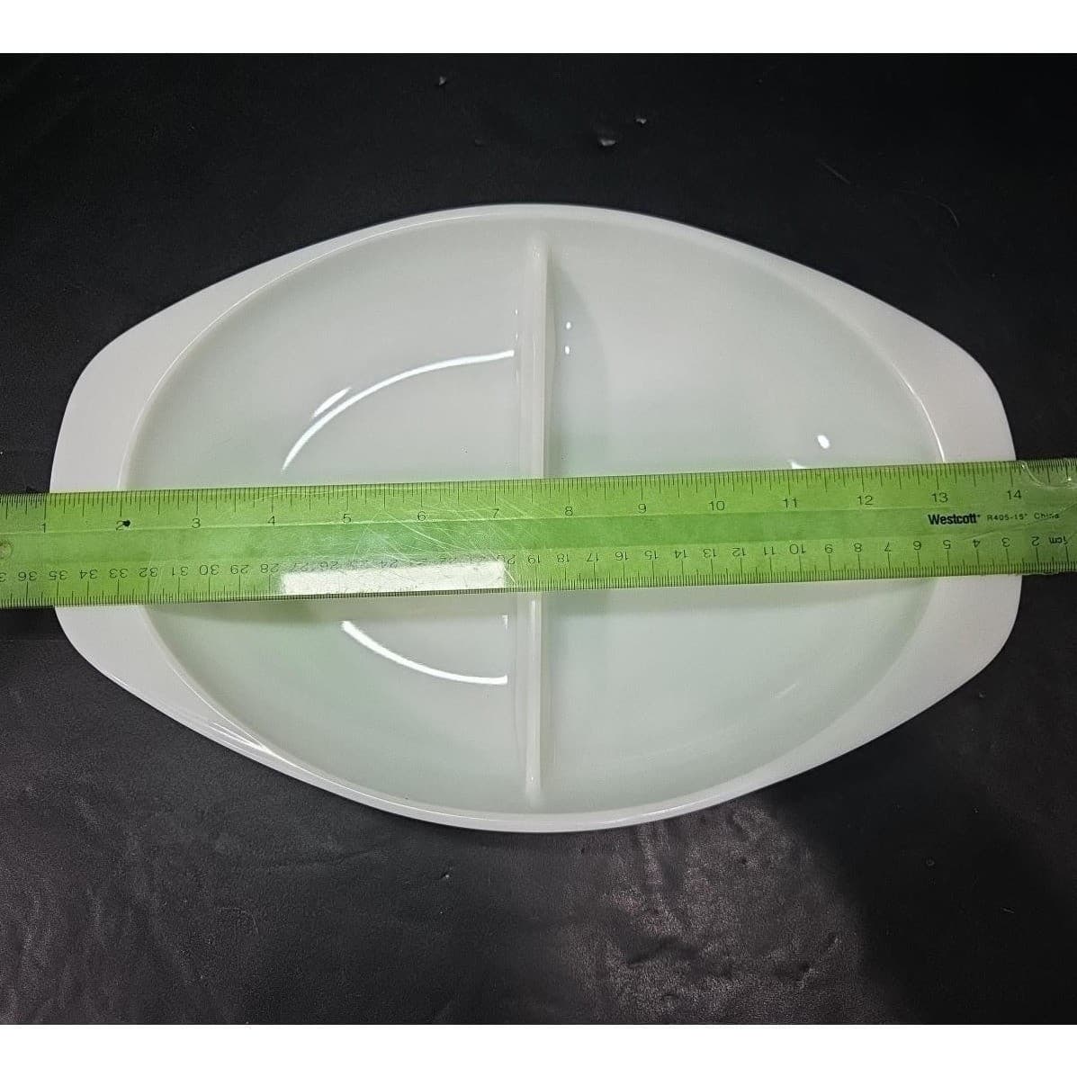 Pyrex Milk Glass Oval Divided 1.5 Quart Casserole Dish #1063 Vintage Replacement - Thumbnail 9