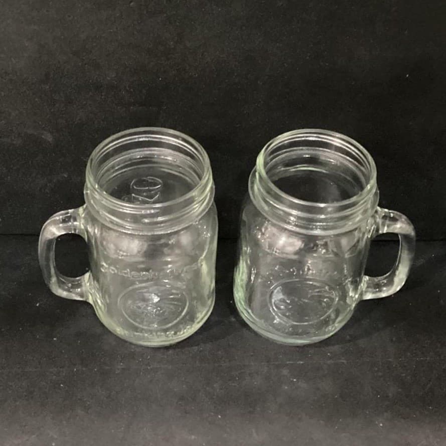 2 Golden Harvest Vintage Mason Jar Drinking Glasses Set Of 2 With Handles 5" - Thumbnail 3
