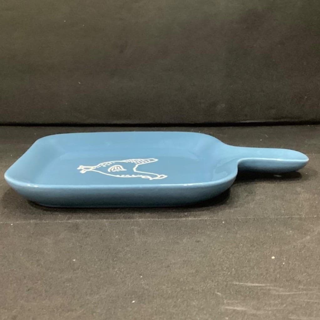 Ankyo Blue Ceramic CHICKEN Serving Platter 7 1/4 x 10 - Thumbnail 11
