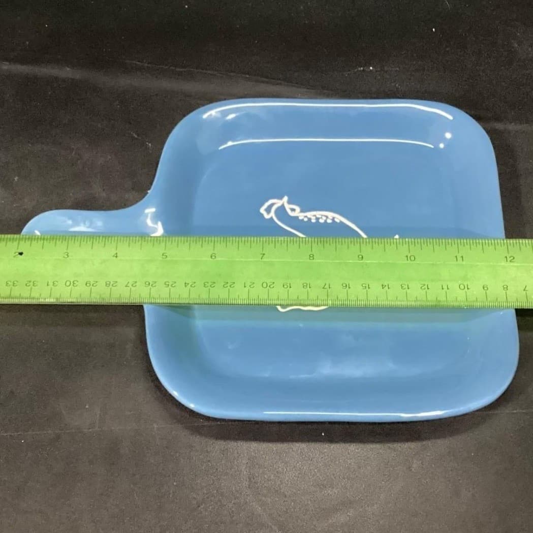 Ankyo Blue Ceramic CHICKEN Serving Platter 7 1/4 x 10 - Thumbnail 7