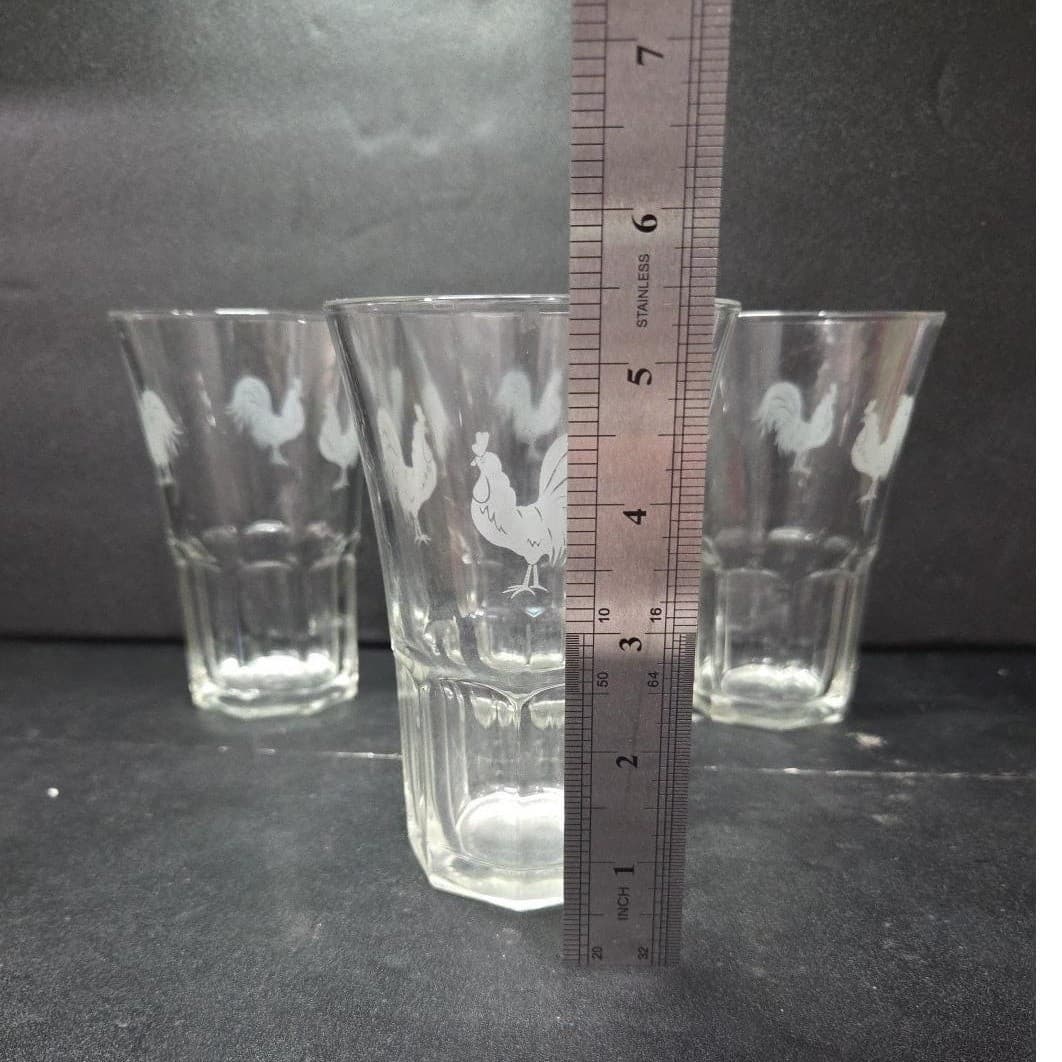 Pfaltzgraff Daybreak Frosted Roosters Tumblers, Set of 4 Libbey Duratuff Glasses - Thumbnail 9
