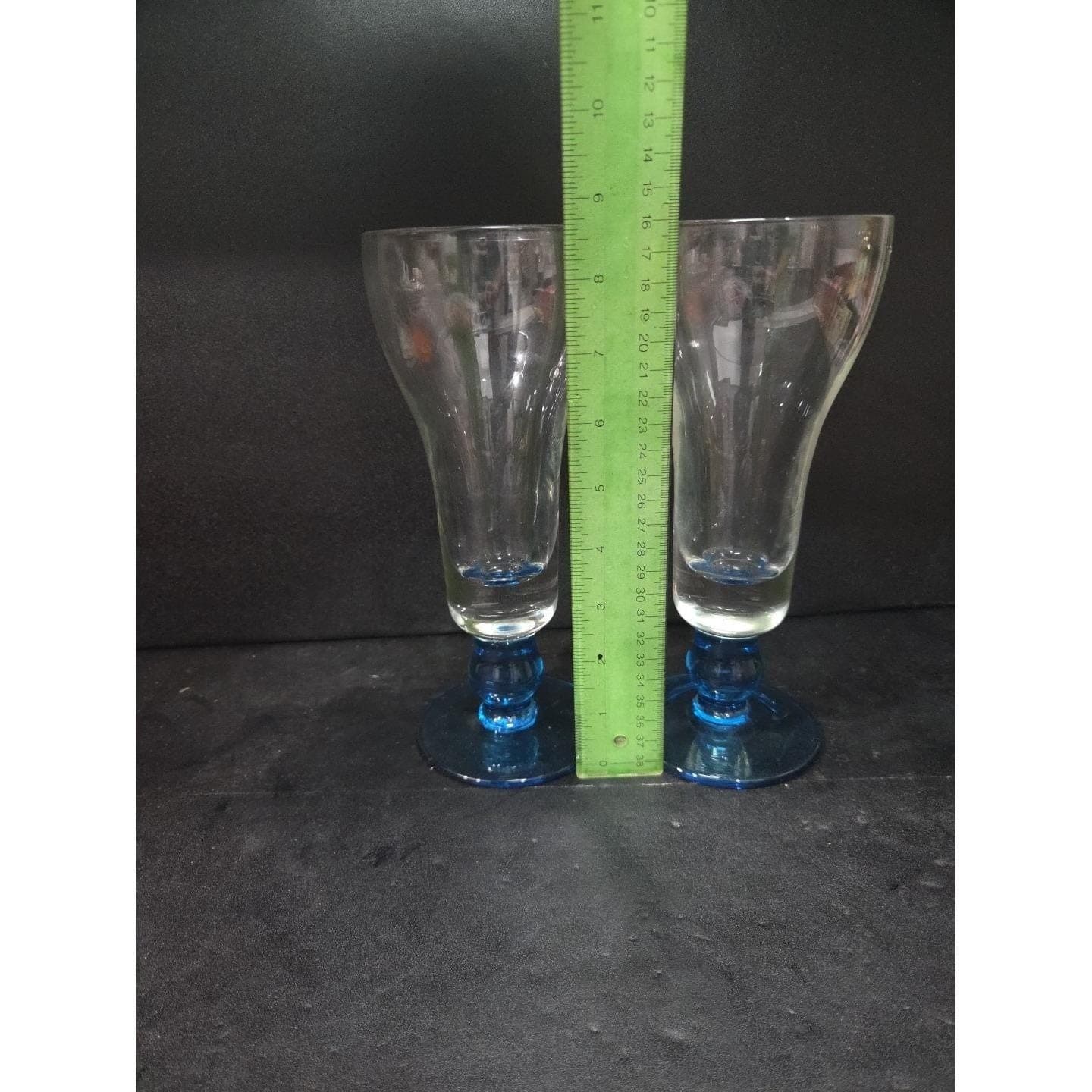 Sapphire Blue Tulip Sundae Parfait Glasses, Set of 2, MCM Glassware for Desserts - Thumbnail 8
